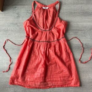 Pomad Coral Sleeveless Summer Mini Dress with Tie Waist Y2K
